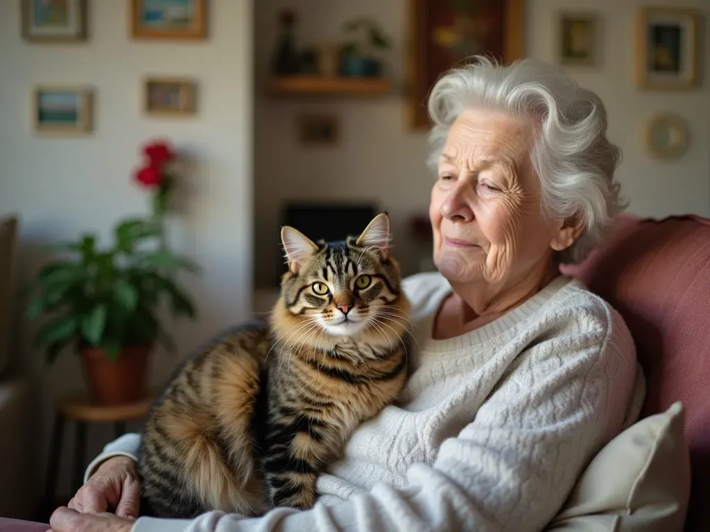 Gato anciano y su dueño