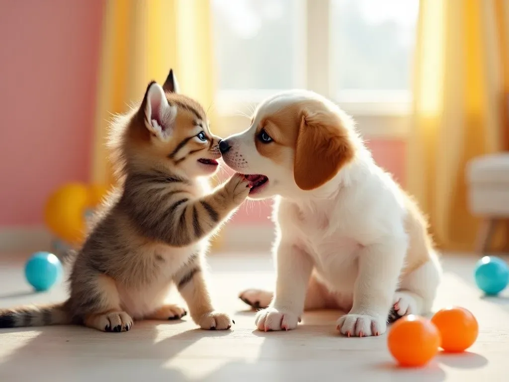 gato cachorro jugando