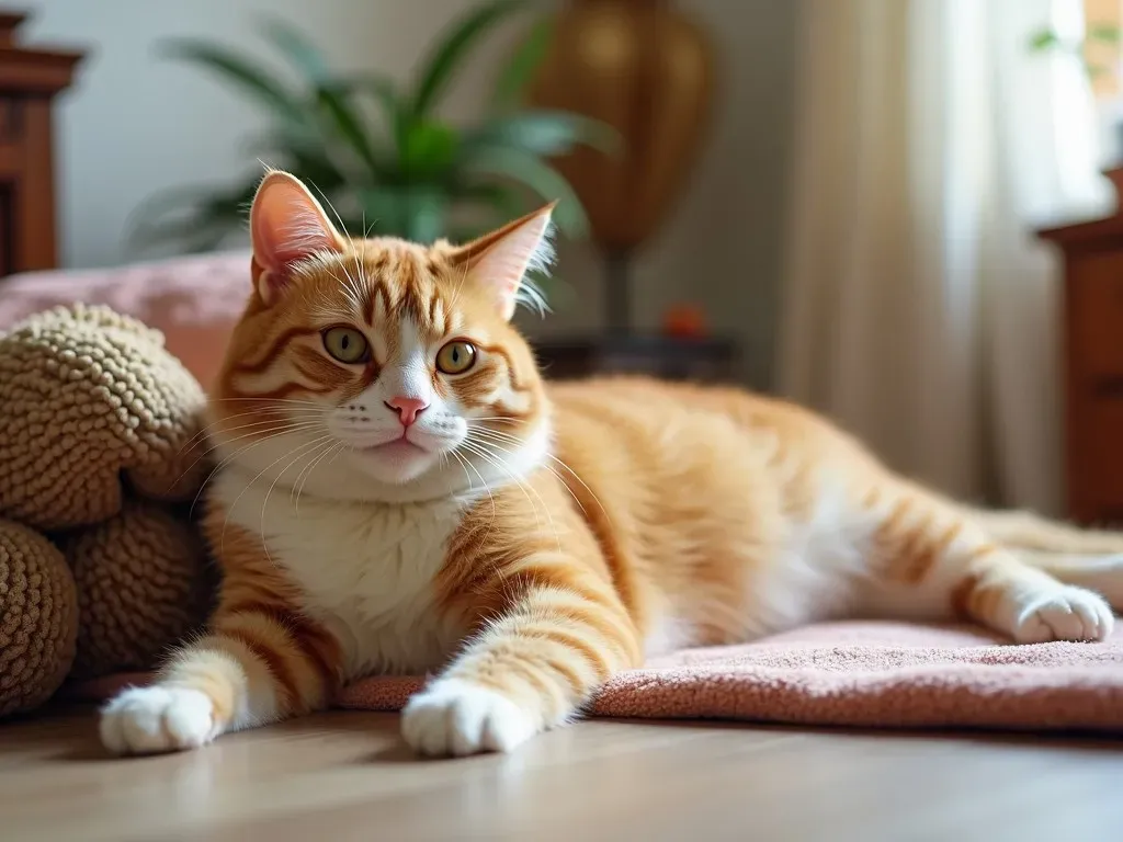 gato en casa feliz